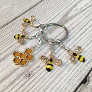 Bee And Honeycomb Knitting Stitch Markers Set, Progress Keepers, Crochet, Knitting Accessories, Gifts for knitters