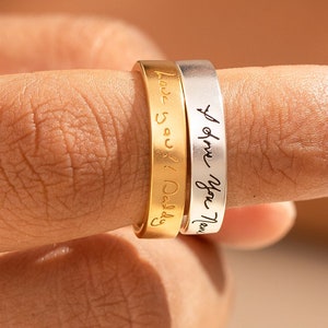 Actual Handwriting Ring  | Signature Band Ring | Gift for Her | Personalized Signature Ring | Mother's Day Gift