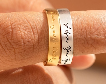 Actual Handwriting Ring  | Signature Band Ring | Gift for Her | Personalized Signature Ring | Mother's Day Gift