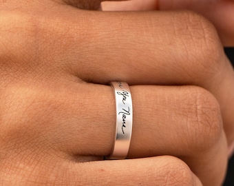 Echte Handschrift Ring | Signature Band Ring | Geschenk für Sie | Personalisierter Signature Ring | Muttertags Geschenk