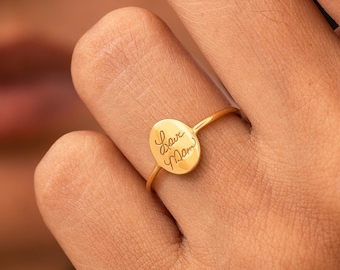 Handwriting Signet Ring  | Oval Handwriting Ring | Signature Ring | Gift for Her | Dainty Signet Ring | Mother's Day Gift