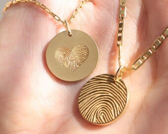 Circle Fingerprint Necklace| Actual Fingerprint Necklace | Circle Charm Necklace| Loved one's Fingerprint Necklace | Mother's Day Gifts