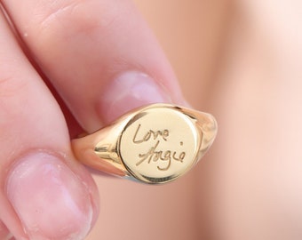 Handwriting Signet Ring  | Signature Signet Ring | Gift for Her | Dainty Signet Ring | Personalized Jewelry| Mother's Day Gift