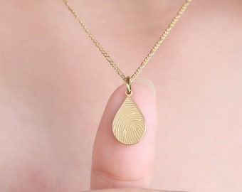 Tear Drop Fingerprint Necklace| Actual Fingerprint Necklace | Tear Drop Necklace| Loved one's Fingerprint Necklace| Mother's Day Gifts