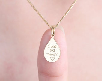 Tear Drop Handwriting Necklace| Actual Handwriting Necklace | Tear Drop Necklace| Loved one's handwriting Necklace| Mother's Day Gifts