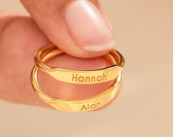 Personalized Mini Bar Ring | Custom Skinny Ring| Name Ring | Minimalist Ring | Mother's Day Gifts