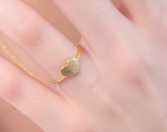 Fingerprint Ring  | Heart Ring | Oval Ring | Circle Ring| Memorial Ring | Memorial Jewelry | Gift for Her | Dainty Ring | Mother's Day Gift