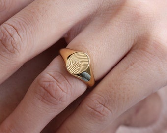 Fingerprint Ring  | Fingerprint Signet Ring | Gift for Her | Dainty Signet Ring | Personalized Jewelry | Mother's Day Gift