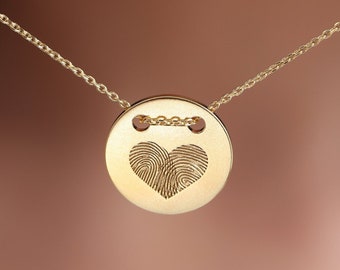 Circle Fingerprint Necklace| Actual Fingerprint Necklace | Circle Charm Necklace| Loved one's Fingerprint Necklace | Mother's Day Gifts
