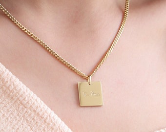 Square Handwriting Necklace| Actual Handwriting Necklace | Square Charm Necklace| Loved one's handwriting Necklace | Mother's Day Gifts