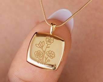 Multi Birth Flower Memorial Locket | Sympathy Sterling Silver Photo Lockets | Grief Keepsake Necklace Gift