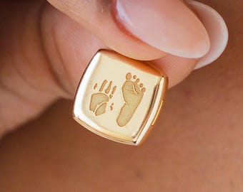Baby Handprint Footprint Locket Necklace | Personalized Photo Heart Locket | Memorial Christmas Gift