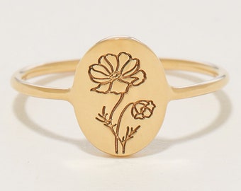 Personalized Flora Ring | Birth flower Ring | Gift for Her | Dainty Floral Jewelry | Flower Jewelry | Mother Day Gift