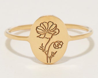 Personalized Flora Ring | Birth flower Ring | Flowers Ring | Gift for Her | Dainty Floral Ring | Flower Jewelry| Mother Day Gift