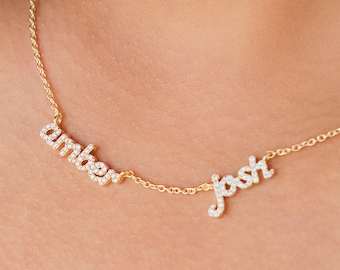 Personalized Family Names Necklace | Script Couple Mom Jewelry | 14K Gold Vermeil | Custom Layering Gift