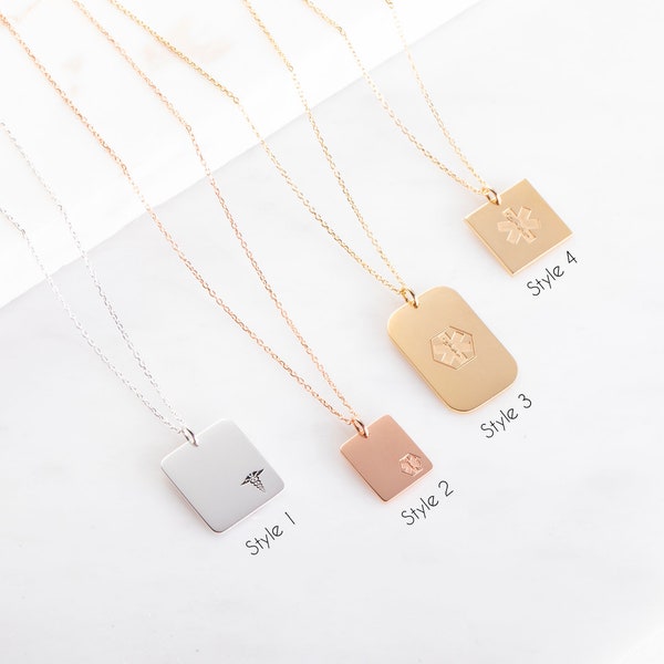 Dainty Medical ID Necklace | Medical Alert Bar Necklace | Personalized Medical Necklace | Medical Alert Allergy Necklace| Mother's Day Gift