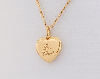 Handwriting Heart Charm Necklace| Engraved Necklace | Actual Signature Necklace | Handwriting Jewelry| Gift For Mom | Mother's Day Gifts