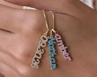 Custom Pave Name Necklace – Personalized Number Charm, Dainty Minimalist Gift | CodeBlue Jewelry