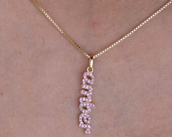 Custom Pave Name Necklace – Personalized Number Charm, Dainty Minimalist Gift | CodeBlue Jewelry