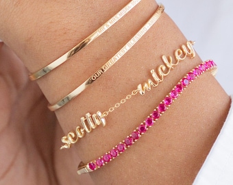 Custom Name Bracelet with Cable Chain | Personalized Multi Jewelry for Moms