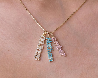 Custom Pave Name Necklace – Personalized Number Charm, Dainty Minimalist Gift | CodeBlue Jewelry