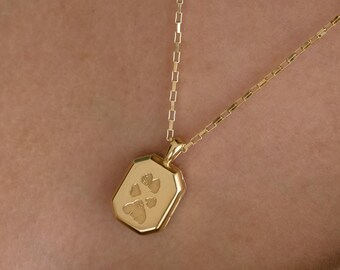 Personalized Paw Print Necklace • Hexagon Photo Locket • Engraved Keepsake • Dog Cat Lover Gift