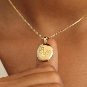 Custom Monogram Letters Locket Necklace By CodeBlue Jewelry | Oval Lockets | Personalized Photo Jewelries | Keepsake Gift | Christmas Gifts