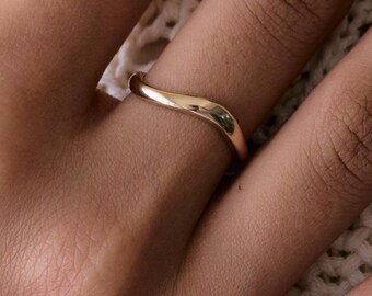 Custom Curve Ring – Personalized Inside Engraving Band-  Minimalist Stackable Jewelry- Mother Day Gift