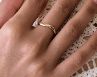 Custom Curve Ring – Personalized Inside Engraving Band-  Minimalist Stackable Jewelry- Mother Day Gift