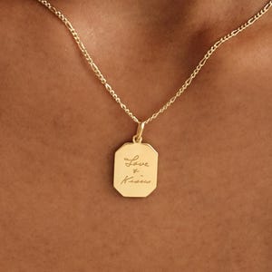 Custom Engraved Tag Necklace | Mini Tag Necklace | Handwriting Jewelry | Actual Signature Jewelry | Gift For Mom | Moms Gifts