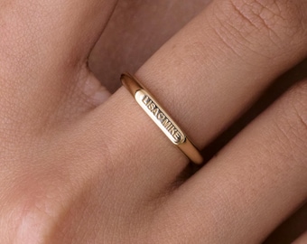 Custom Name Ring – Personalized Engraving Band Minimalist Stackable Jewelry Gift