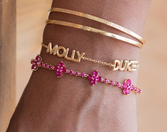 Custom Name Bracelet with Cable Chain | Personalized Multi Jewelry for Moms