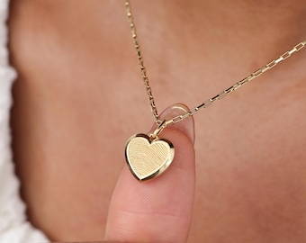 Fingerprint Heart Necklace by CODE BLUE | Thumbprint Necklaces | Handwriting Jewelry | Memorial Christmas Gifts
