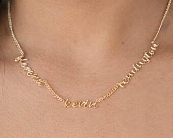Custom Double Name Necklace Curb Chain | Two Names Couple Family Necklaces | Script Jewelry Gift