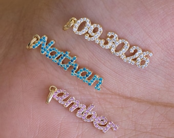 Custom Pave Name Necklace – Personalized Number Charm, Dainty Minimalist Gift | CodeBlue Jewelry