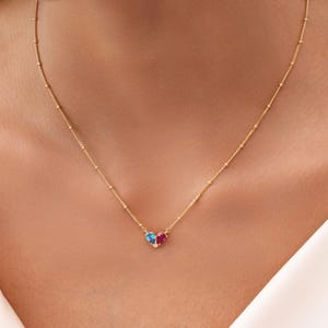 Bridesmaid Toi et Moi Birthstone Necklace | Sterling Silver | Wedding Gift | Two Stone Gemstone Necklace | Bridal Jewelry