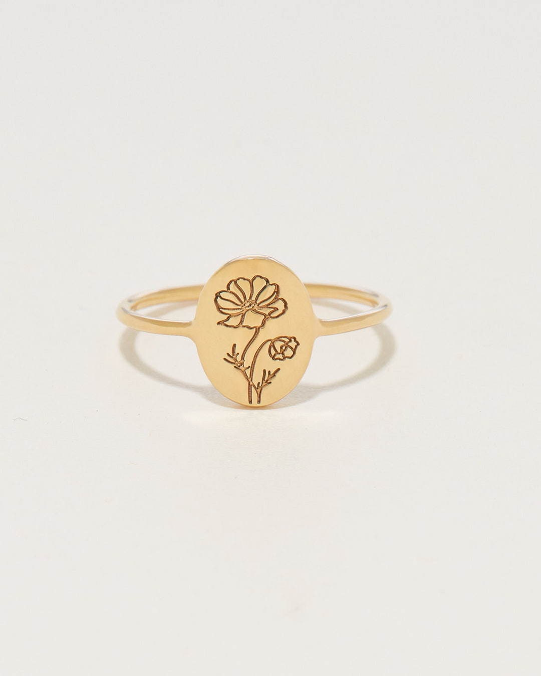 Personalized Flora Ring Birth Flower Ring Flowers Ring Etsy