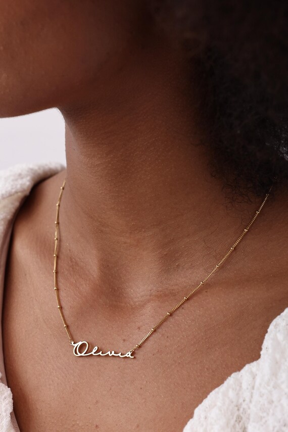 Name Necklace With Ball Chain Dainty Necklace Personalized