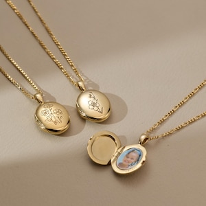 Multiple Birth Flower Locket Necklace By CodeBlue Jewelry | Oval Lockets | Personalized Photo Jewelries | Keepsake Gift | Christmas Gifts