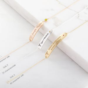 Dainty Medical Alert Bracelet | Medic Bar Bracelets | Birthstone Allergy | Mother's Day - Christmas Gifts