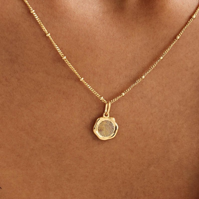 Mini Tag Charm Fingerprint Necklace | Petite Charms Necklaces | Wedding | Mother's Day - Christmas Gifts Bild 7