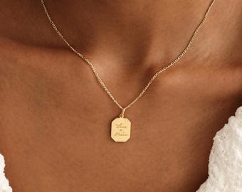Memorial Handwriting Tag Necklace | Keepsake for Him | Sterling Silver | Actual Signature Charm | Personalized Grief Gift