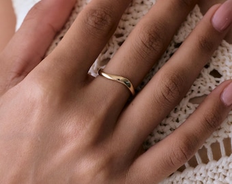 Secret Message Ring Custom Curve Band | Sterling Silver | Hidden Engraving | Personalized Stackable Minimalist Ring Gift