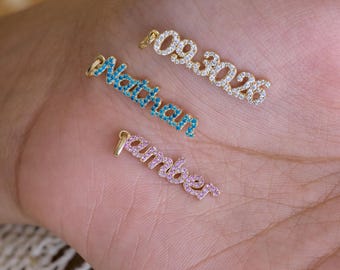 Custom Name Necklace Pavé CZ | Anniversary Gift | 14K Gold Vermeil | Dainty Gold Nameplate Sparkle Name Bar Jewelry
