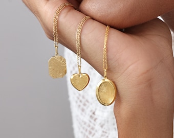 Fingerprint Charm Necklace | Sympathy Memorial Gift | Sterling Silver | Actual Thumbprint | Grief Keepsake Jewelry
