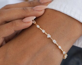 Multiway Tennis Bracelet Adjustable Bolo | Wear 3 Ways Choker Bracelet | 14K Gold Plated | CZ Sliding Tennis Chain