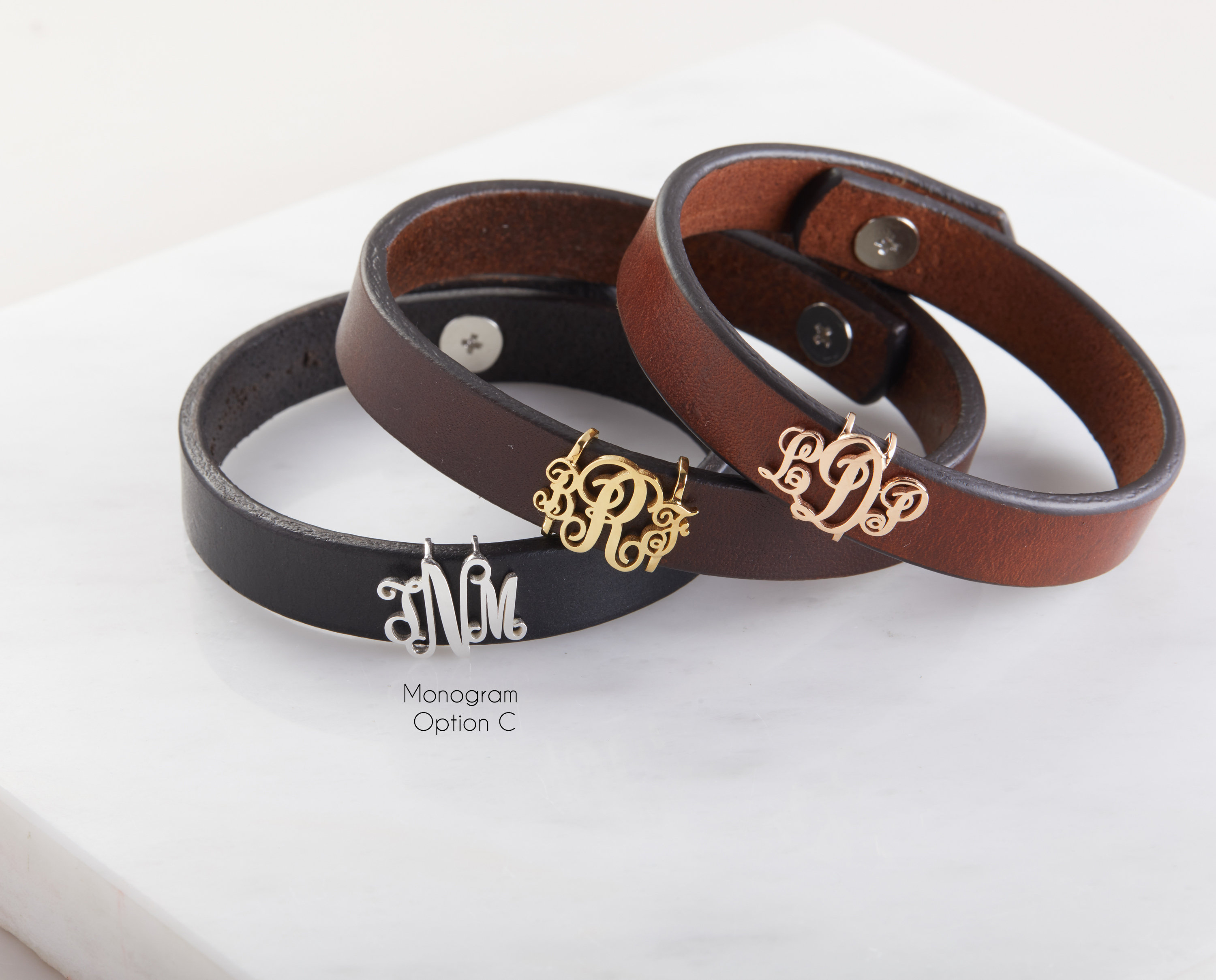 Suzy T Designs Repurposed Handpainted Monogram LV Leather Cuff Bracelet