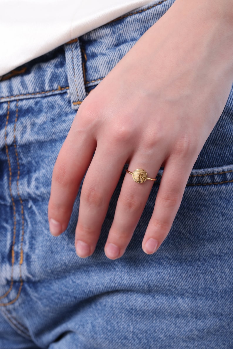 Fingerprint Ring Heart Ring Oval Ring Circle Ring Memorial Ring Memorial Jewelry Gift for Her Dainty Ring Mother's Day Gift image 5