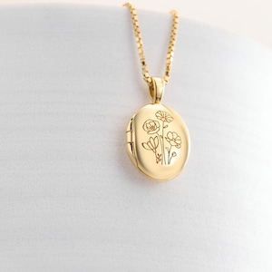 Multiple Birth Flower Locket Necklace By CodeBlue Jewelry | Oval Lockets | Personalized Photo Jewelries | Keepsake Gift | Christmas Gifts