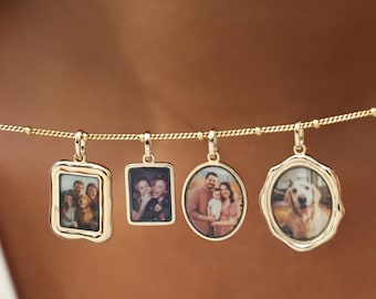 Personalized Photo Frame Necklace | Cat Mom Gift | 14K Gold Vermeil | Custom Pet Photo Pendant | Keepsake Jewelry